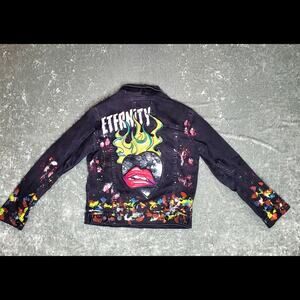 Kloud 9 Denim Black Men's Jacket Paint Splatter Design Size: S